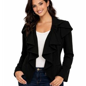 Sonia Rykiel Size 38 Black Blazer Jacket Asymmetrical  Crop